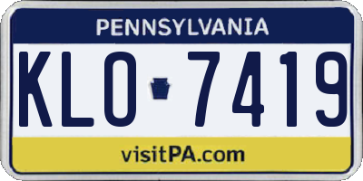 PA license plate KLO7419
