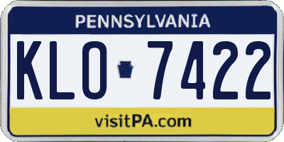 PA license plate KLO7422