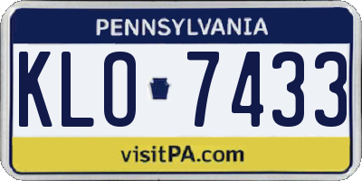 PA license plate KLO7433