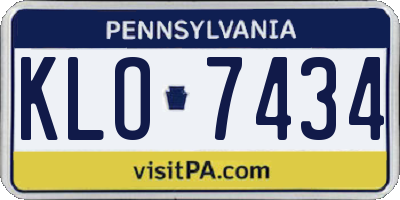 PA license plate KLO7434