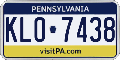 PA license plate KLO7438