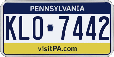 PA license plate KLO7442