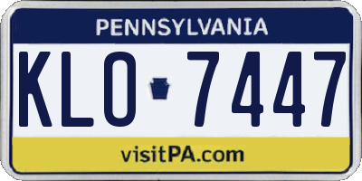 PA license plate KLO7447