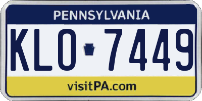 PA license plate KLO7449