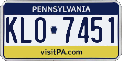 PA license plate KLO7451
