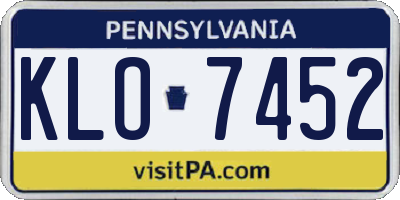 PA license plate KLO7452