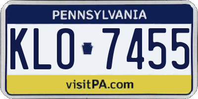 PA license plate KLO7455
