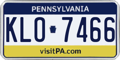 PA license plate KLO7466