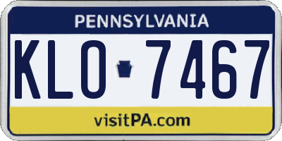 PA license plate KLO7467