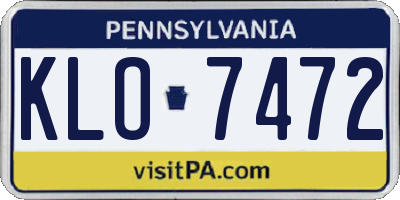 PA license plate KLO7472