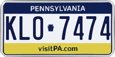 PA license plate KLO7474