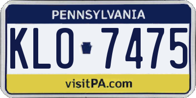 PA license plate KLO7475