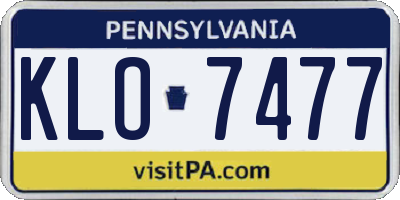 PA license plate KLO7477