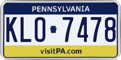 PA license plate KLO7478