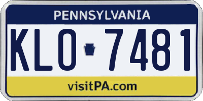 PA license plate KLO7481