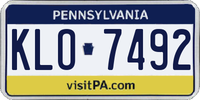 PA license plate KLO7492