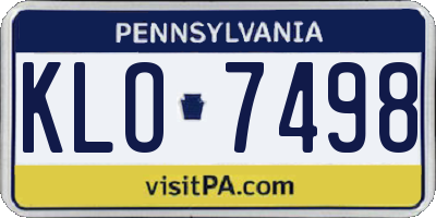PA license plate KLO7498