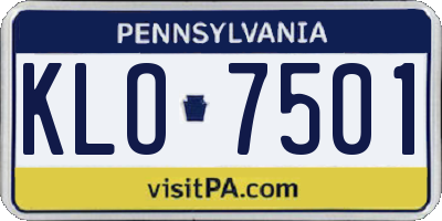 PA license plate KLO7501
