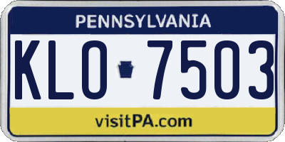 PA license plate KLO7503
