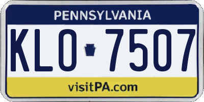 PA license plate KLO7507