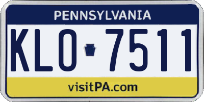 PA license plate KLO7511