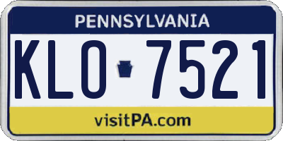 PA license plate KLO7521