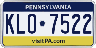 PA license plate KLO7522