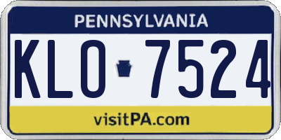 PA license plate KLO7524