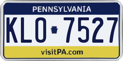 PA license plate KLO7527