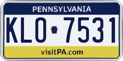 PA license plate KLO7531