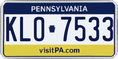 PA license plate KLO7533