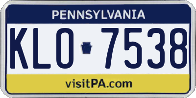 PA license plate KLO7538