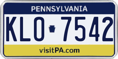 PA license plate KLO7542