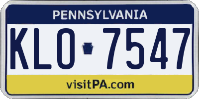 PA license plate KLO7547