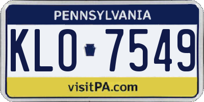 PA license plate KLO7549