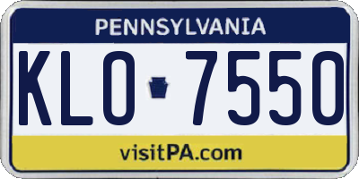 PA license plate KLO7550