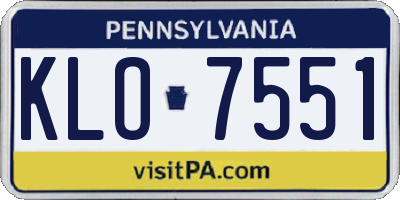 PA license plate KLO7551