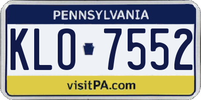 PA license plate KLO7552