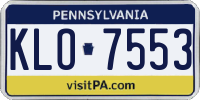 PA license plate KLO7553