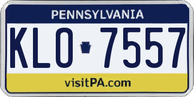 PA license plate KLO7557
