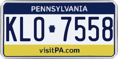 PA license plate KLO7558
