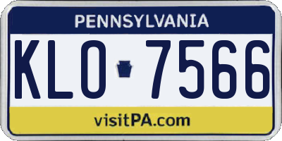 PA license plate KLO7566