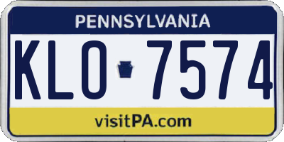 PA license plate KLO7574
