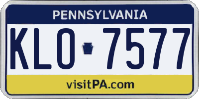 PA license plate KLO7577