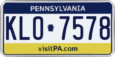 PA license plate KLO7578