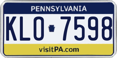 PA license plate KLO7598