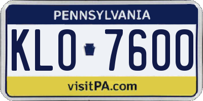 PA license plate KLO7600