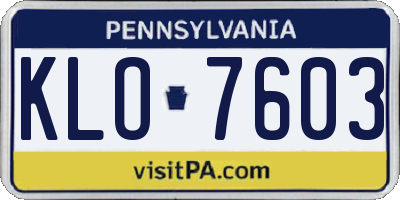 PA license plate KLO7603