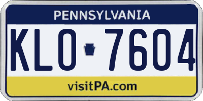 PA license plate KLO7604