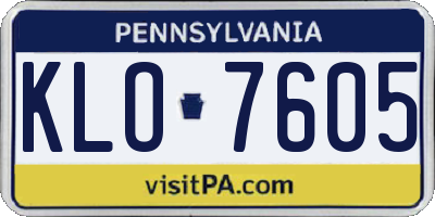 PA license plate KLO7605